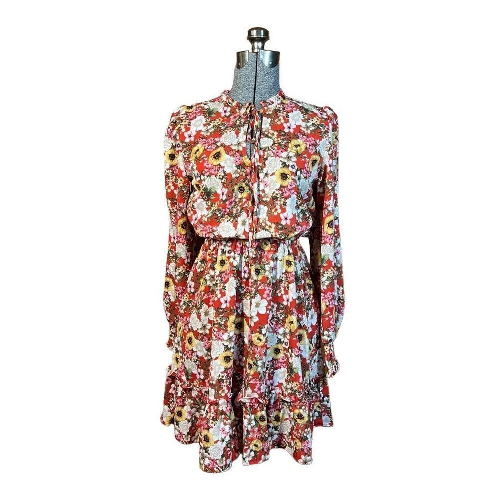 GibsonLook Floral Romantic Long Sleeve Ruffled Dress Size XXS